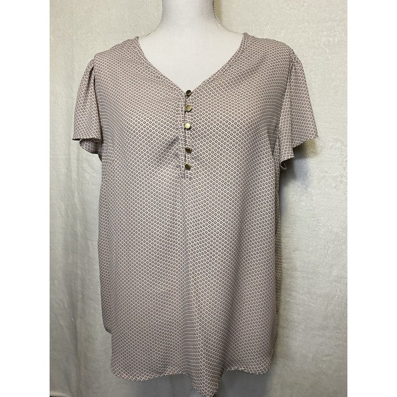 Liz Claiborne Career Flutter Sleeve Blouse Women's Size Large Work Top - Picture 1 of 11